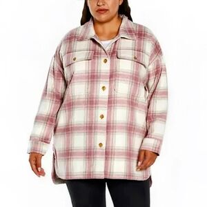 Banana Republic Pink and Cream Plaid Jacket/Shacket NWOT
